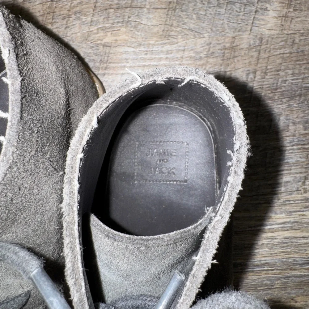Janie and Jack Kids Size 6 Gray Suede Leather Chukka Desert Boots Lace Up Shoes